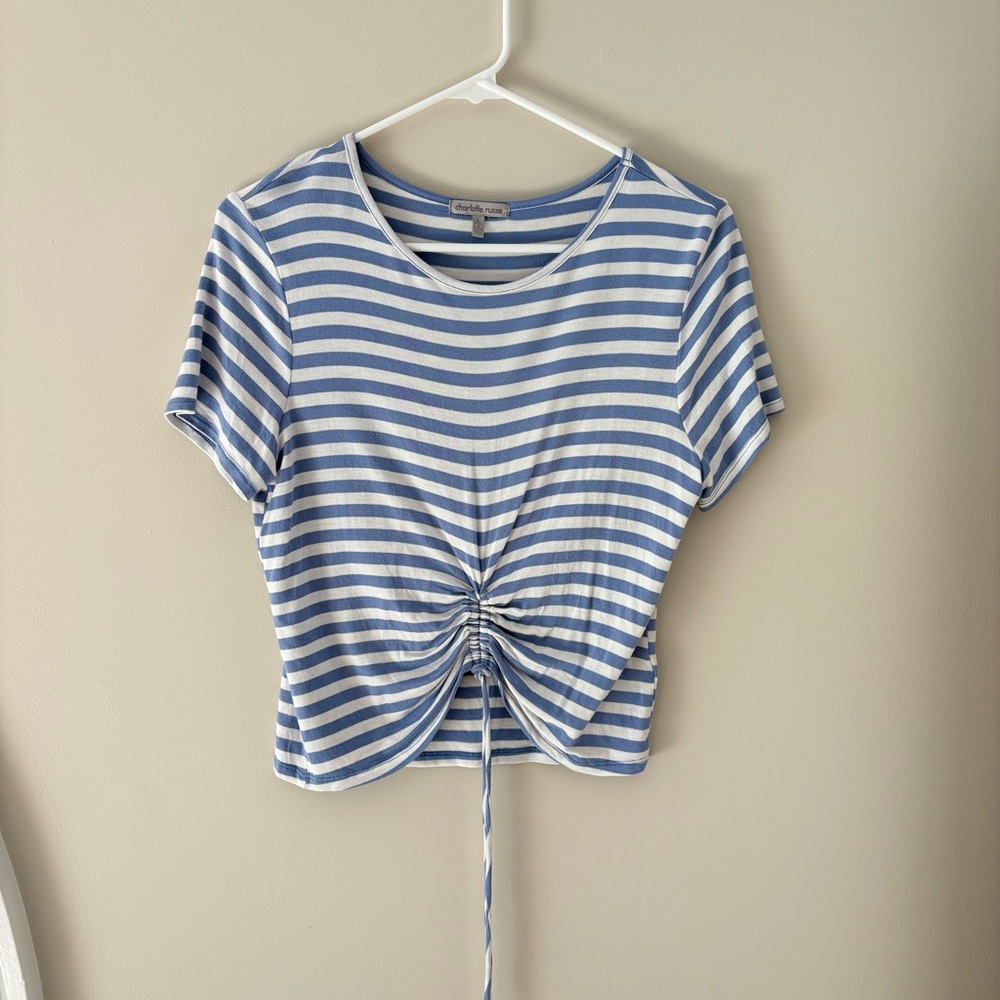 Charlotte Russe Striped Blue and White Crop Top